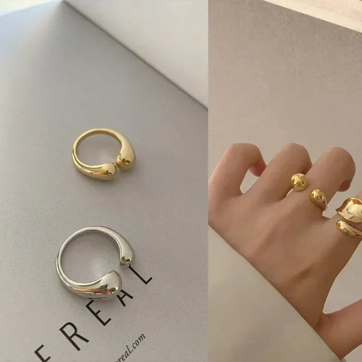 Damenring | Verstellbar Tropfenform Silber Gold 14K Stilvoll Einzigartig-Gold-Luzern Mode