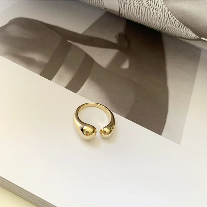 Damenring | Verstellbar Tropfenform Silber Gold 14K Stilvoll Einzigartig-Luzern Mode