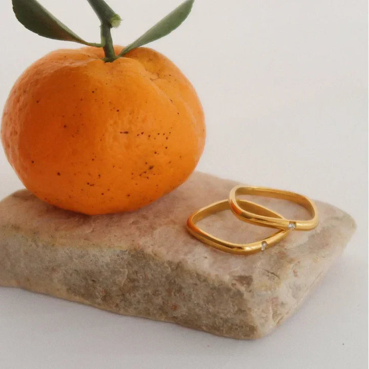 Vierkant-Ring | Damen Dünn Stilvoll Gold Zirkonia Einzigartig Minimalistisch-Luzern Mode