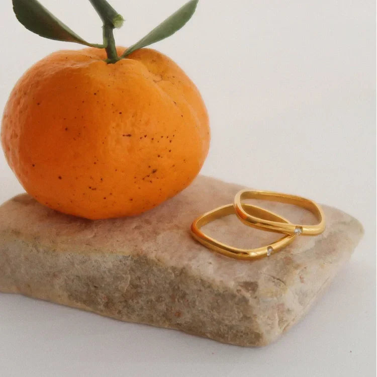 Vierkant-Ring | Damen Dünn Stilvoll Gold Zirkonia Einzigartig Minimalistisch-Luzern Mode