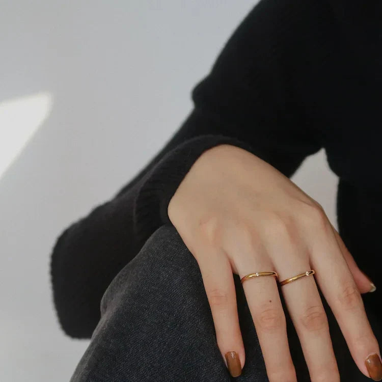 Vierkant-Ring | Damen Dünn Stilvoll Gold Zirkonia Einzigartig Minimalistisch-Luzern Mode