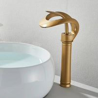 Messing Waschbeckenarmatur | Wasserfallauslauf | Modern | Aufsatzmontage-Gold-Lang-Luzern Mode