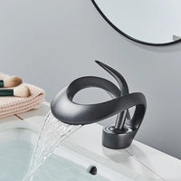Messing Waschbeckenarmatur | Wasserfallauslauf | Modern | Aufsatzmontage-Luzern Mode