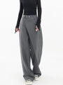 Damen Weite Hose mit Asymmetrischem Design und Bundfalten-Grau-S-Luzern Mode