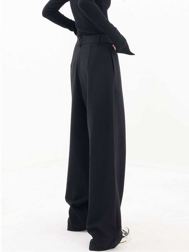 Damen Weite Hose mit Asymmetrischem Design und Bundfalten-Luzern Mode