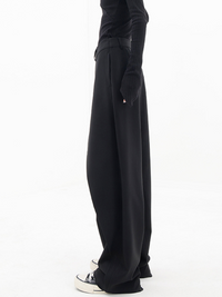Damen Weite Hose mit Asymmetrischem Design und Bundfalten-Luzern Mode