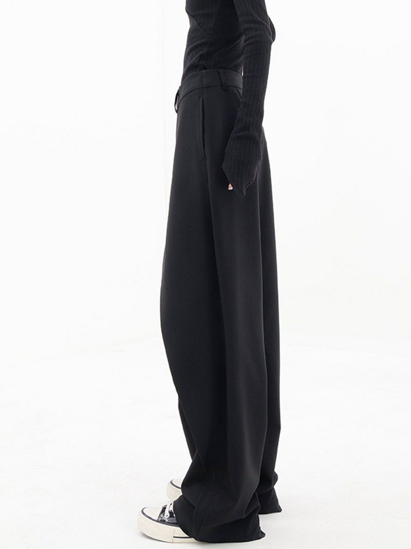 Damen Weite Hose mit Asymmetrischem Design und Bundfalten-Luzern Mode