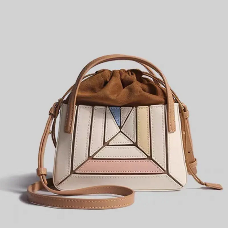 Geometrische Damenhandtasche mit modernem Design kaufen-Khaki-Luzern Mode