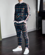 Herren Kleidungset | 2-teilig | Kariert | Reguläre Passform | Hose | Pullover-Grün-S-Luzern Mode