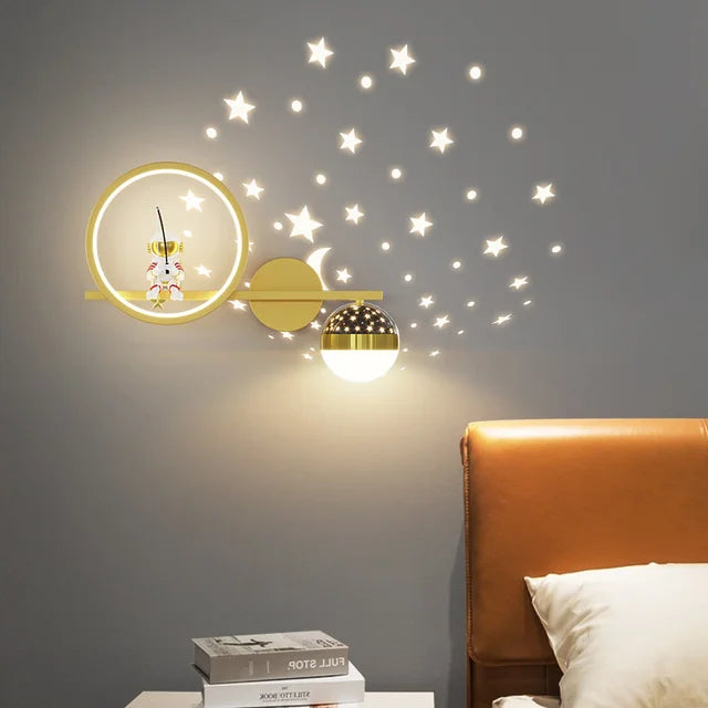Kinder-Wandleuchte | Modern Beruhigend Atmosphärisch Stilvoll Langlebig LED-Gold rechts-Drei Farben-Luzern Mode