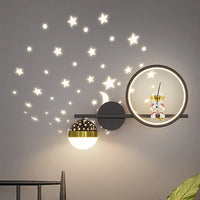 Kinder-Wandleuchte | Modern Beruhigend Atmosphärisch Stilvoll Langlebig LED-Schwarz links-Drei Farben-Luzern Mode