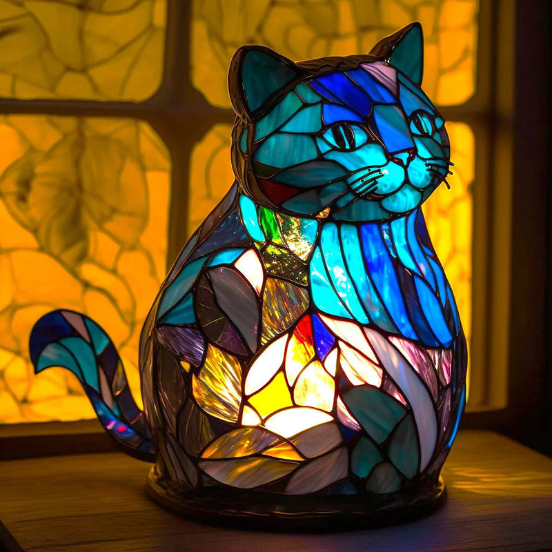 Tischlampe | Kunst Tier Bleiglas Stilvoll Einzigartig Vielseitig Trendy-Katze-15CM-Luzern Mode