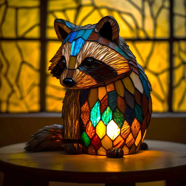 Tischlampe | Kunst Tier Bleiglas Stilvoll Einzigartig Vielseitig Trendy-Waschbär (Ausverkauft!)-15CM-Luzern Mode