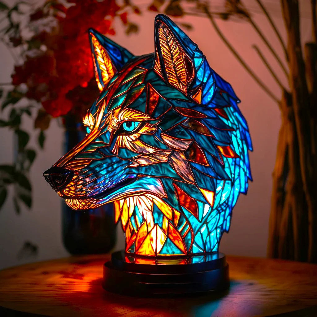 Tischlampe | Kunst Tier Bleiglas Stilvoll Einzigartig Vielseitig Trendy-Wolf-15CM-Luzern Mode