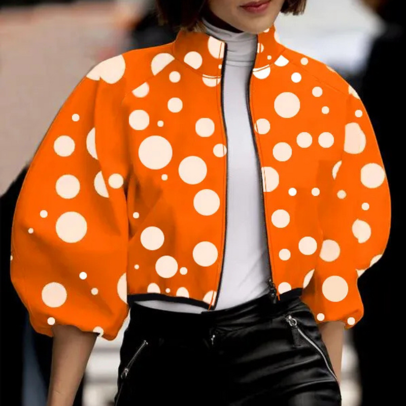 Damen Blumenjacke mit auffälligem Muster und Reißverschluss-Luzern Mode