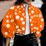 Damen Blumenjacke mit auffälligem Muster und Reißverschluss-Orange-XS-Luzern Mode