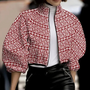 Damen Blumenjacke mit auffälligem Muster und Reißverschluss-Rot-XS-Luzern Mode