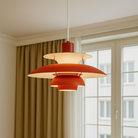 Deckenlampe | Rund Hängend LED Langlebig Dimmbar Vielseitig Stilvoll-Rot-30 cm-Luzern Mode