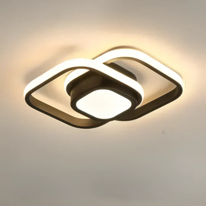 LED-Deckenleuchte | Einzigartig Modern Dimmbar Doppelring Langlebig Stilvoll-Quadratisch Schwarz-Luzern Mode