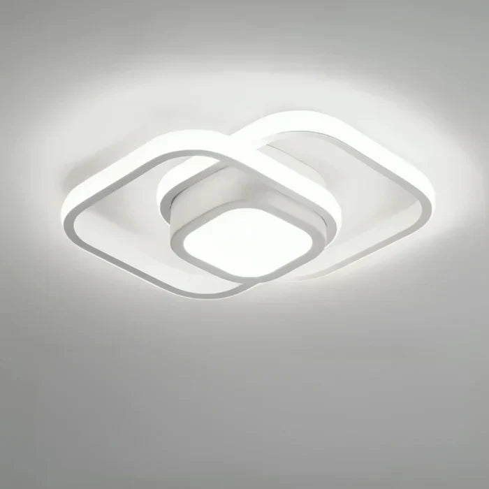 LED-Deckenleuchte | Einzigartig Modern Dimmbar Doppelring Langlebig Stilvoll-Quadratisch weiß-Luzern Mode
