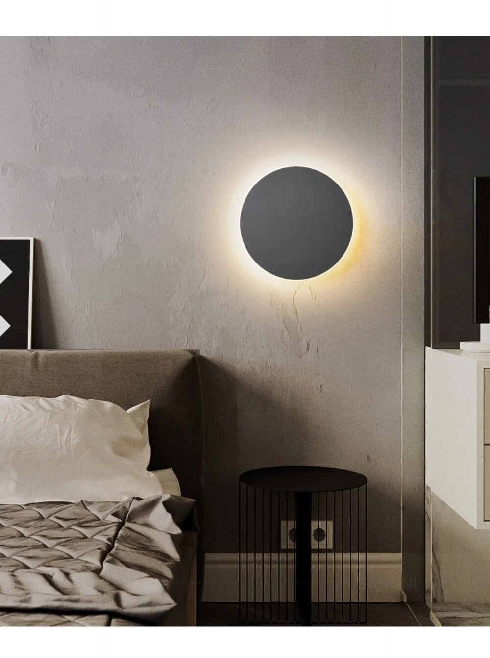 Runde LED-Wandleuchte | Minimalistisches Design | Touch-Steuerung-20 cm Schwarz-Warmweiß-Luzern Mode