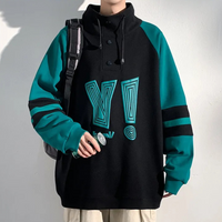 Herren Kapuzenpullover mit Knöpfen und Kordelzug Design-Schwarz-S-Luzern Mode