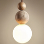 Hängelampe | Modern Stilvoll Atmosphärisch Rund Mahagoni Travertin LED Energiesparend-Creme-Weiß-Holz-Luzern Mode