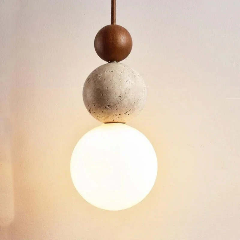 Hängelampe | Modern Stilvoll Atmosphärisch Rund Mahagoni Travertin LED Energiesparend-Creme-Weiß-Walnuss-Luzern Mode