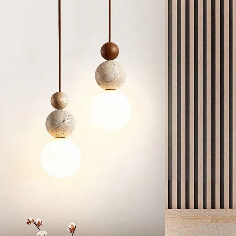 Hängelampe | Modern Stilvoll Atmosphärisch Rund Mahagoni Travertin LED Energiesparend-Luzern Mode