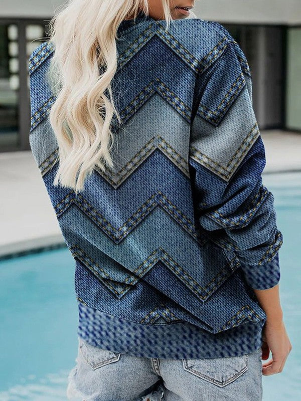 Damen Pullover mit Chevron Muster - Modischer Freizeitlook-Luzern Mode