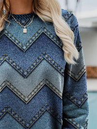 Damen Pullover mit Chevron Muster - Modischer Freizeitlook-Luzern Mode