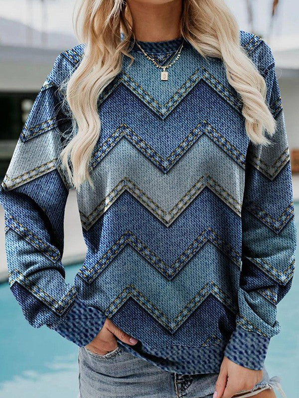 Damen Pullover mit Chevron Muster - Modischer Freizeitlook-S-Luzern Mode