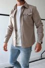 Herren Hemdjacke | Knöpfe | Unifarben | Reguläre Passform | Kragen | Brusttasche-Aprikose-S-Luzern Mode