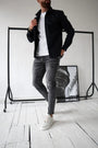 Herren Hemdjacke | Knöpfe | Unifarben | Reguläre Passform | Kragen | Brusttasche-Schwarz-S-Luzern Mode