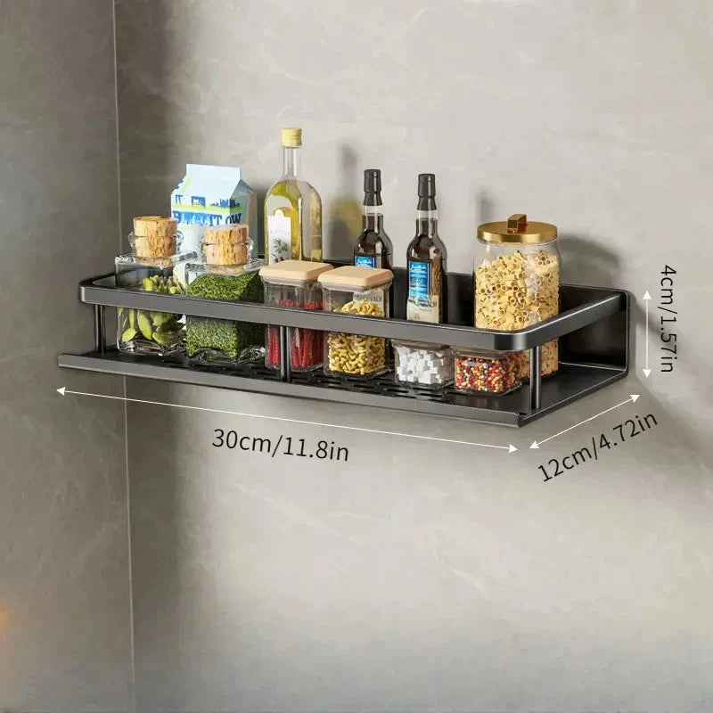 Schwarzes Küchenregal | Modern Vielseitig Langlebig Praktisch Platzsparend-30cm-Luzern Mode