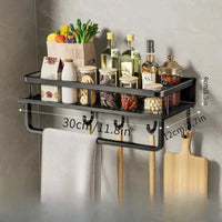 Schwarzes Küchenregal | Modern Vielseitig Langlebig Praktisch Platzsparend-30cm mit Halterung-Luzern Mode