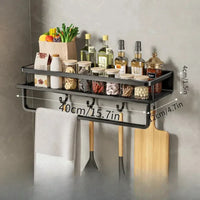 Schwarzes Küchenregal | Modern Vielseitig Langlebig Praktisch Platzsparend-40cm mit Halterung-Luzern Mode