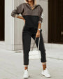 Bequemes modernes Damen-Trainingsanzug mit Muster-Design-Schwarz/Braun-XS-Luzern Mode