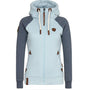 Damen Kapuzenjacke mit Reißverschluss und Kordelzug-Hellblau-S-Luzern Mode