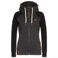Damen Kapuzenjacke mit Reißverschluss und Kordelzug-Schwarz-S-Luzern Mode