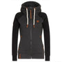 Damen Kapuzenjacke mit Reißverschluss und Kordelzug-Schwarz-S-Luzern Mode