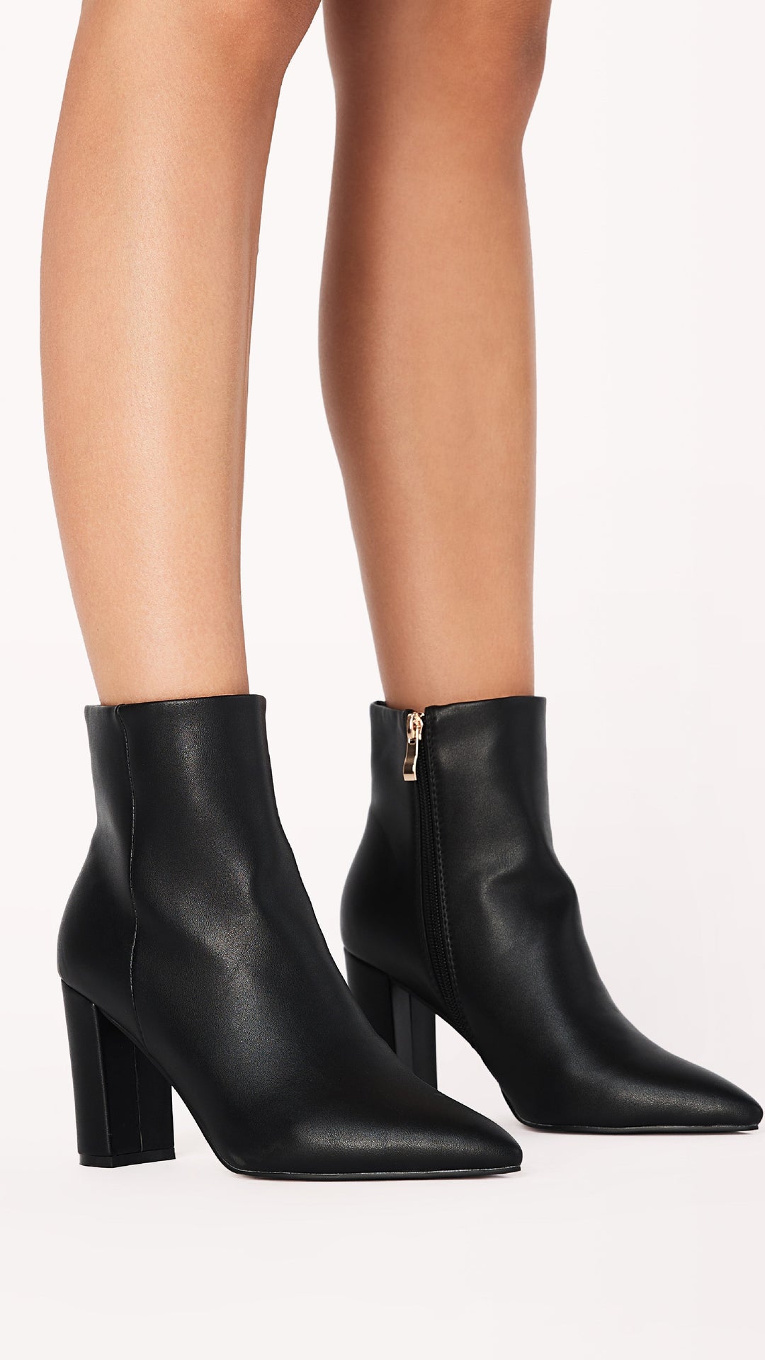 Damen Stiefeletten mit Blockabsatz und Reißverschluss-Schwarz-36-Luzern Mode