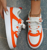 Damen Sneaker mit Komfortsohle und modernem Design-Orange-35-Luzern Mode