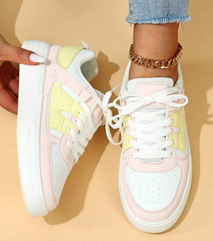 Damen Sneaker mit Komfortsohle und modernem Design-Regenbogen 2-35-Luzern Mode