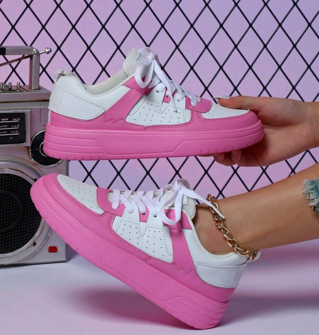 Damen Sneaker mit Komfortsohle und modernem Design-Rosa-35-Luzern Mode
