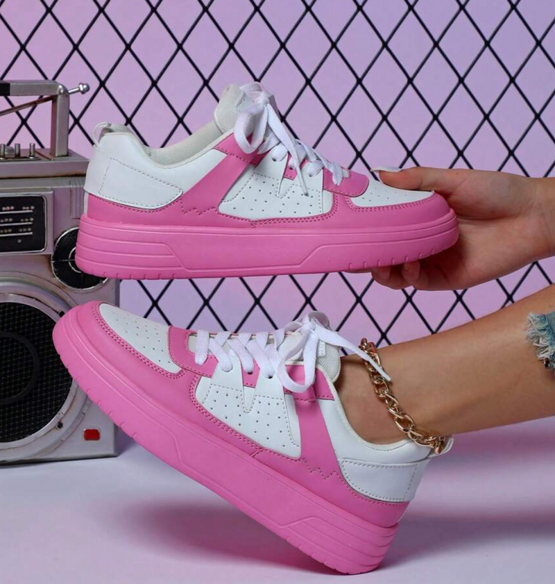 Damen Sneaker mit Komfortsohle und modernem Design-Rosa-35-Luzern Mode
