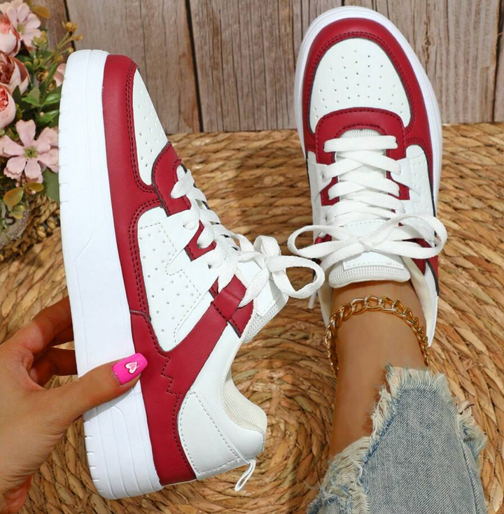 Damen Sneaker mit Komfortsohle und modernem Design-Rot-35-Luzern Mode