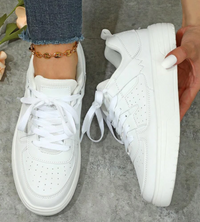 Damen Sneaker mit Komfortsohle und modernem Design-Weiß-35-Luzern Mode