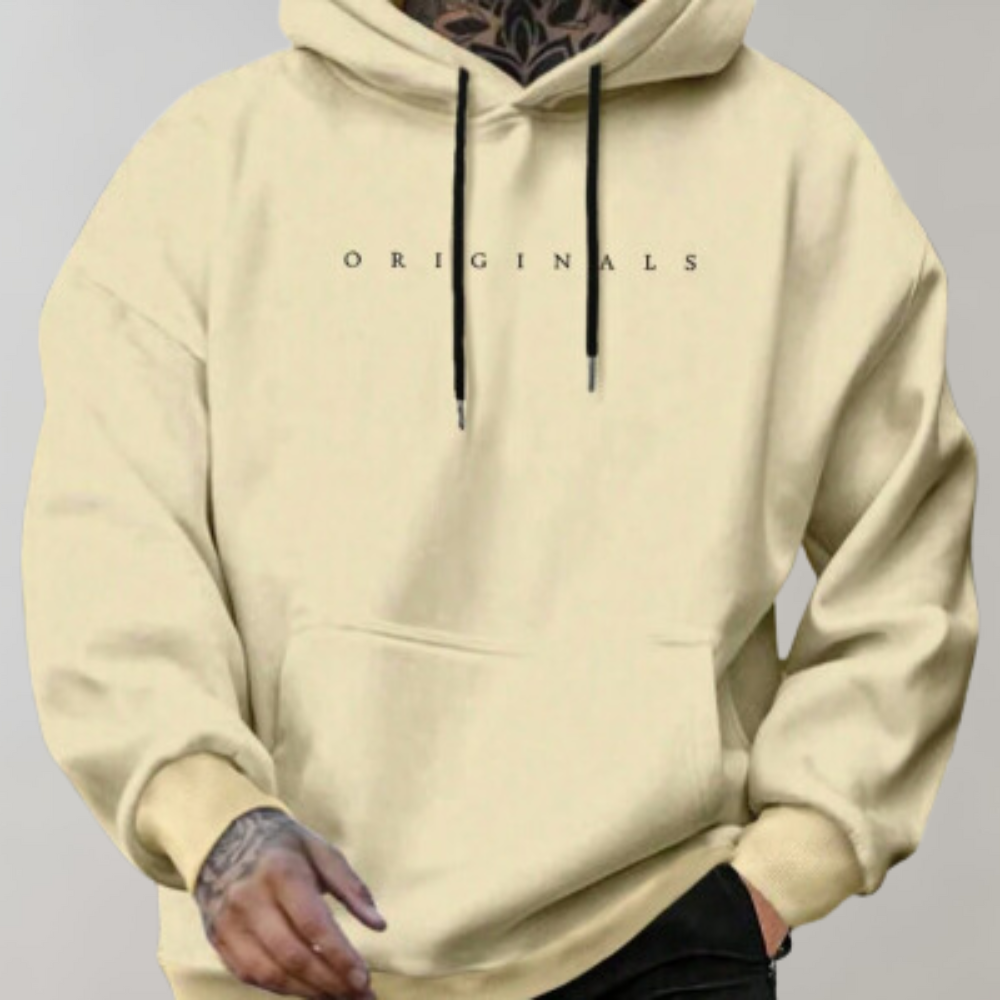 Herren Hoodie "Originals" mit Kapuze und Kängurutasche-Gelb-S-Luzern Mode