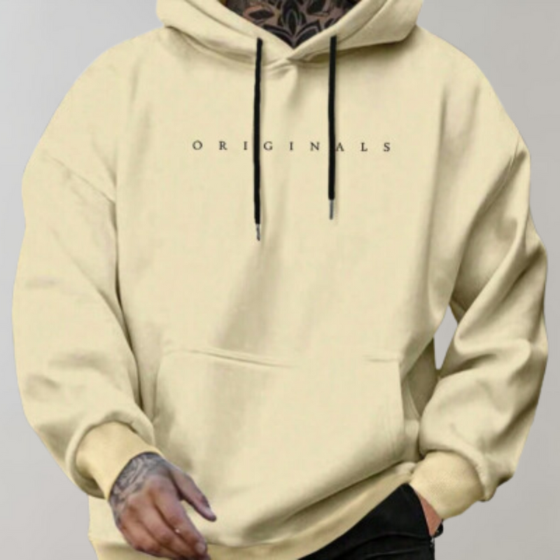 Herren Hoodie "Originals" mit Kapuze und Kängurutasche-Gelb-S-Luzern Mode